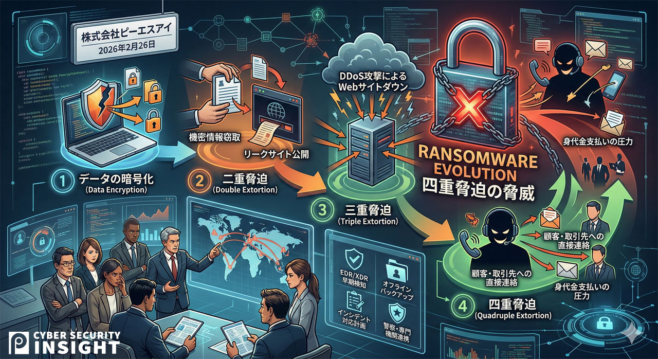 ランサムウェアに感染すると4重脅迫までされる