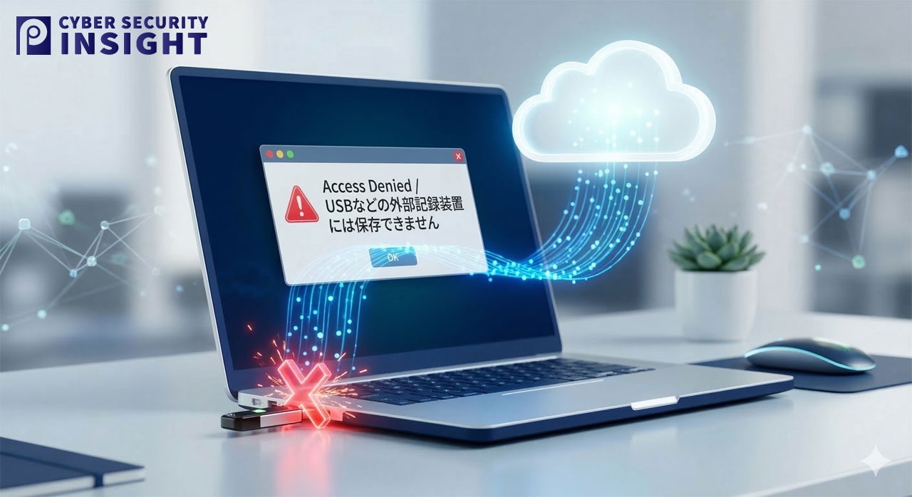 DLP(情報漏えい対策)システムによる制御で外部持ち出しを禁止にする。データは安全にクラウド上で管理する。